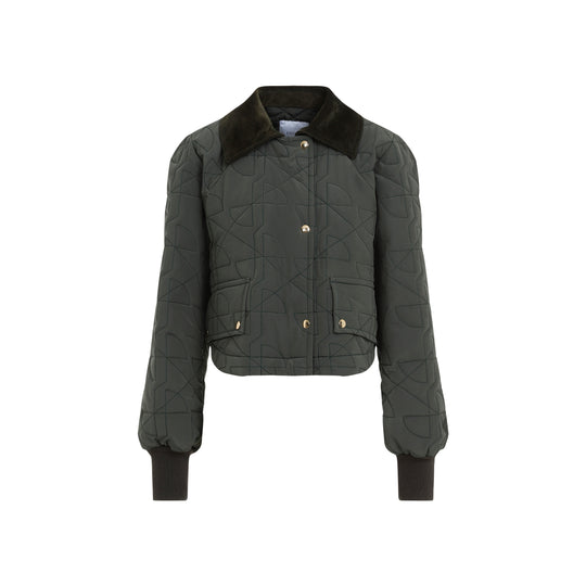 Bottle Green Cropped Quilted Blouson