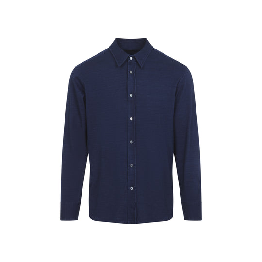 Midnight Blue Cotton Long Sleeves Shirt