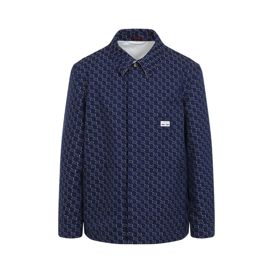 Blue Gg Logo Cotton Shirt