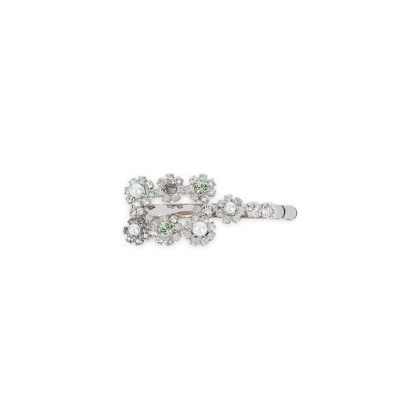 Silver Flower Strass Brass Hair Clip