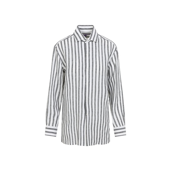 Black And White Capri Linen Shirt
