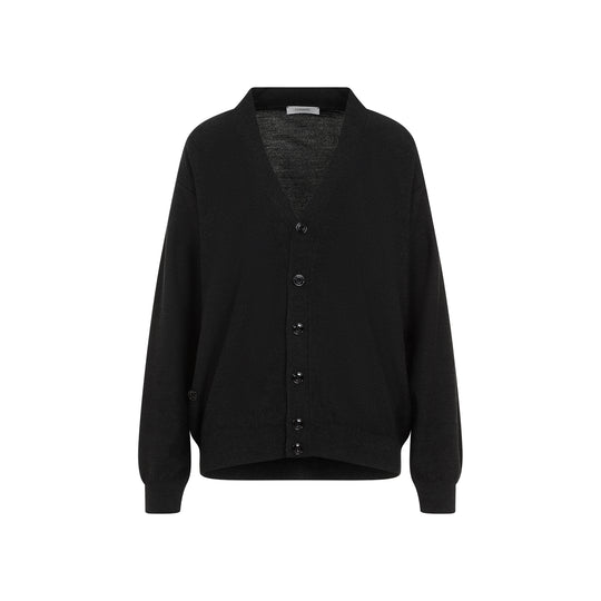 Grey Wool Relaxed Twisted Cardigan