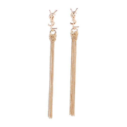 Gold Brass Pompons Chains Earrings