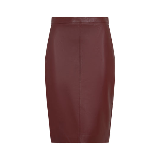 Tomette Red Lamb Leather Midi Skirt