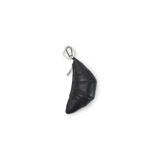 Black Mini Croissant Leather Key Ring