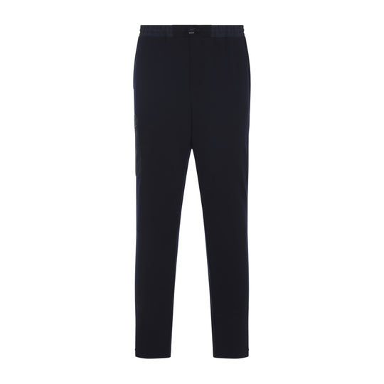 Navy Blue Jersey Virgin Wool Jogger Pants