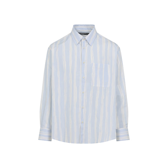 Beige And Light Blue The Camargue Cotton Shirt