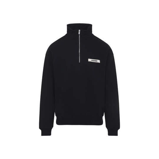 Black Gros Grain Cotton Sweatshirt
