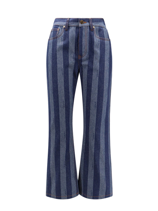 Cotton Jeans With Pequin Stripes