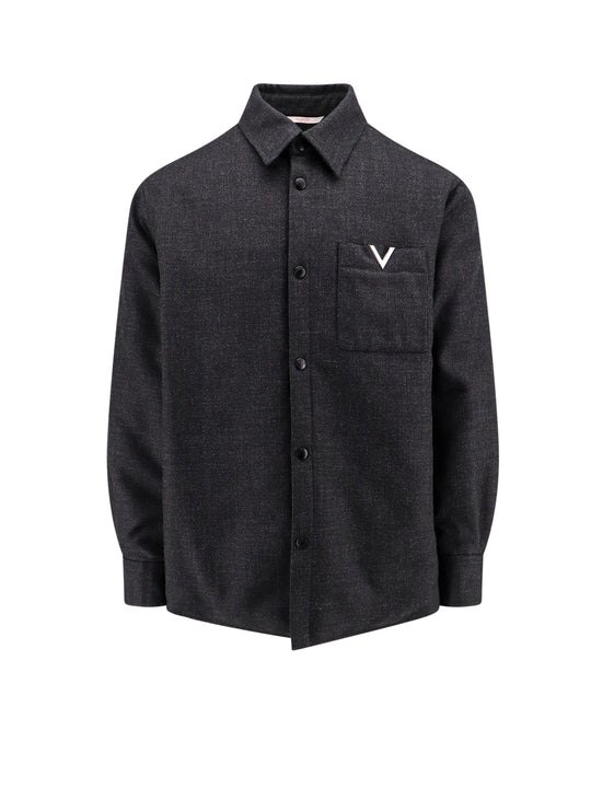 Virgin Wool Jacket With Metal V-Detail