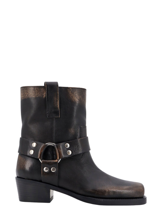 Leather Ankle Boots With Used Effect