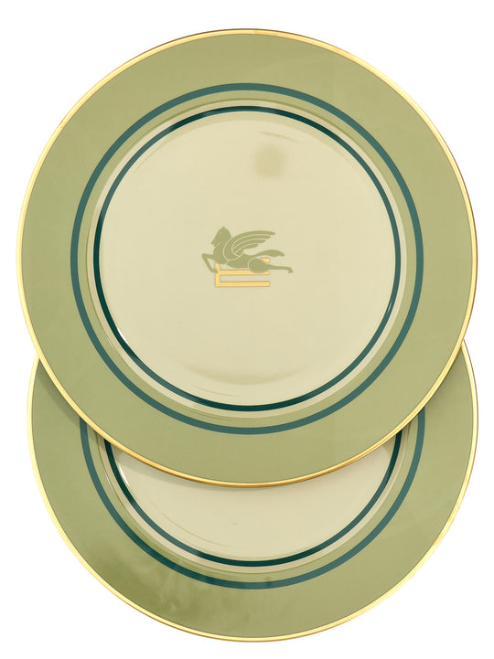 Set Of 2 Placemats ⌀ 32 Cm Plates Verde