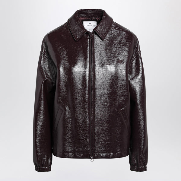 Burnt Red Vinyl Bomber Jacket