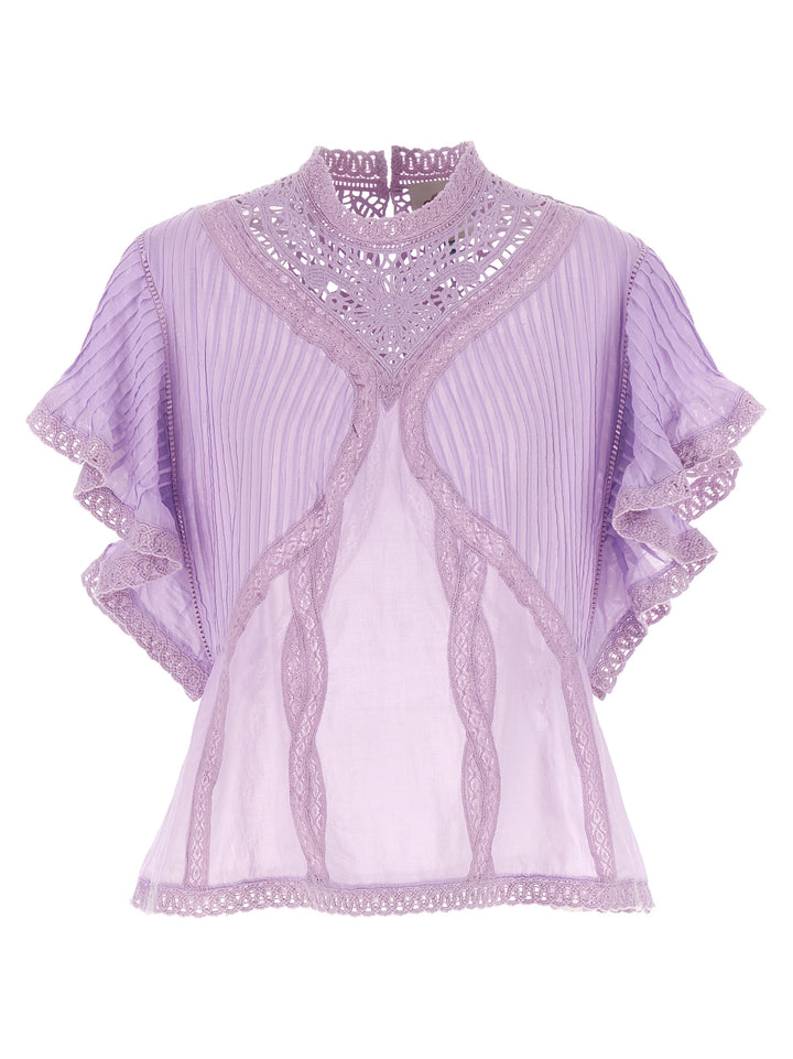 Farm Rio Openwork Detail Blouse Camicie - Viola | 3cd1cb8df86e88612cc5b33a10de0915441062cd