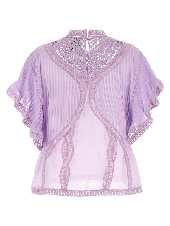 Farm Rio Openwork Detail Blouse Camicie - Viola | abbea619cdd9d3de219a07d3eb093f814c3da83a