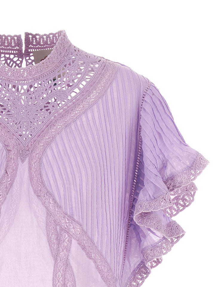 Farm Rio Openwork Detail Blouse Camicie - Viola | 889cf3d8553df844f339ef2bd2c4a734c5cf8dda