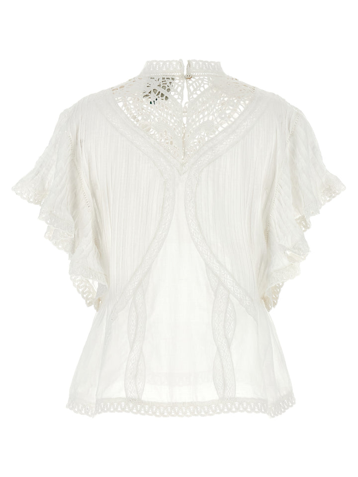 Farm Rio Openwork Detail Blouse Camicie - Bianco | 8776fbfde5e6d4506a49739e2de5d5d7f75070c2