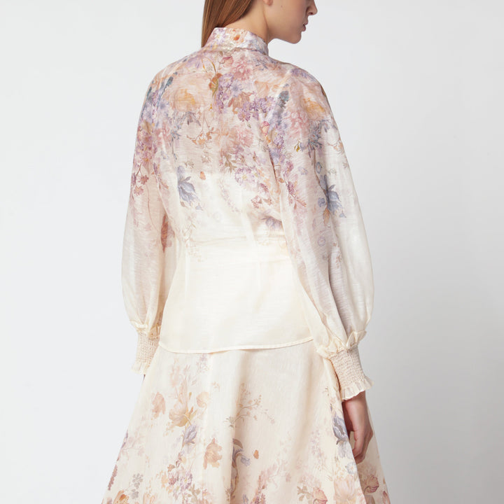 Zimmermann Cremefarbene Ascent Bluse aus Seide-Leinenmix