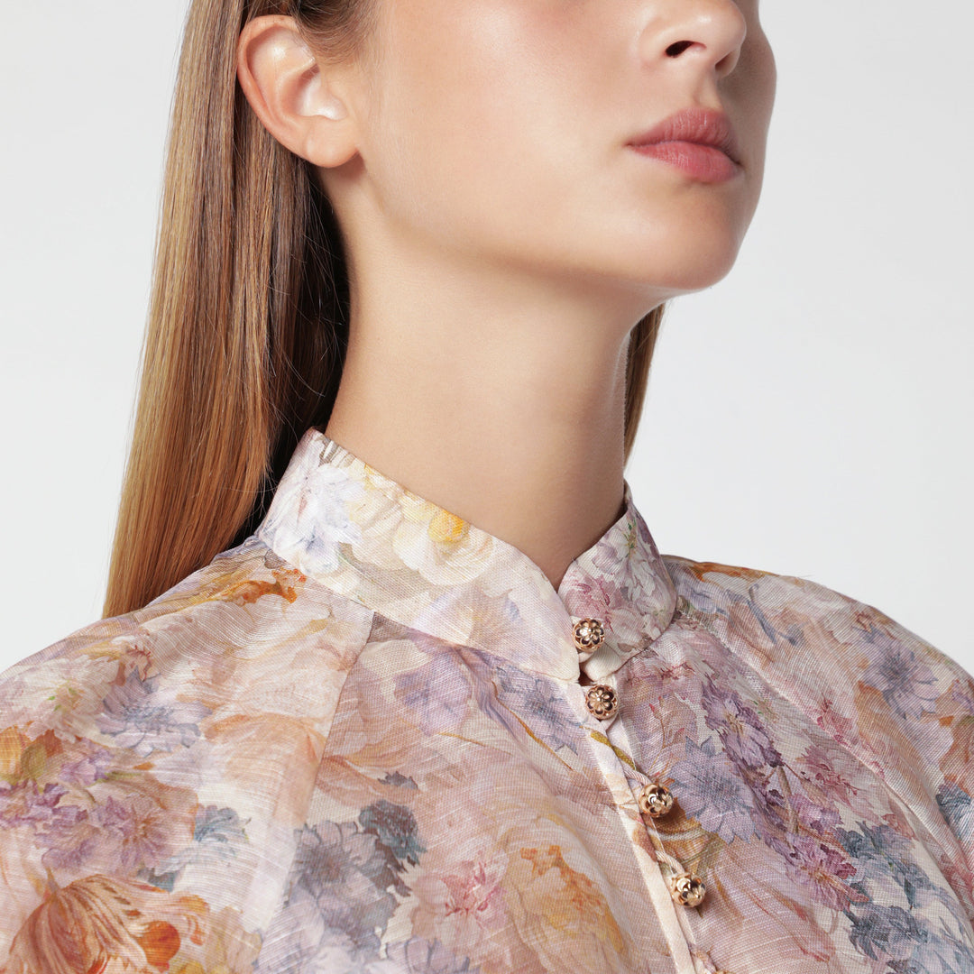 Zimmermann Cremefarbene Ascent Bluse aus Seide-Leinenmix
