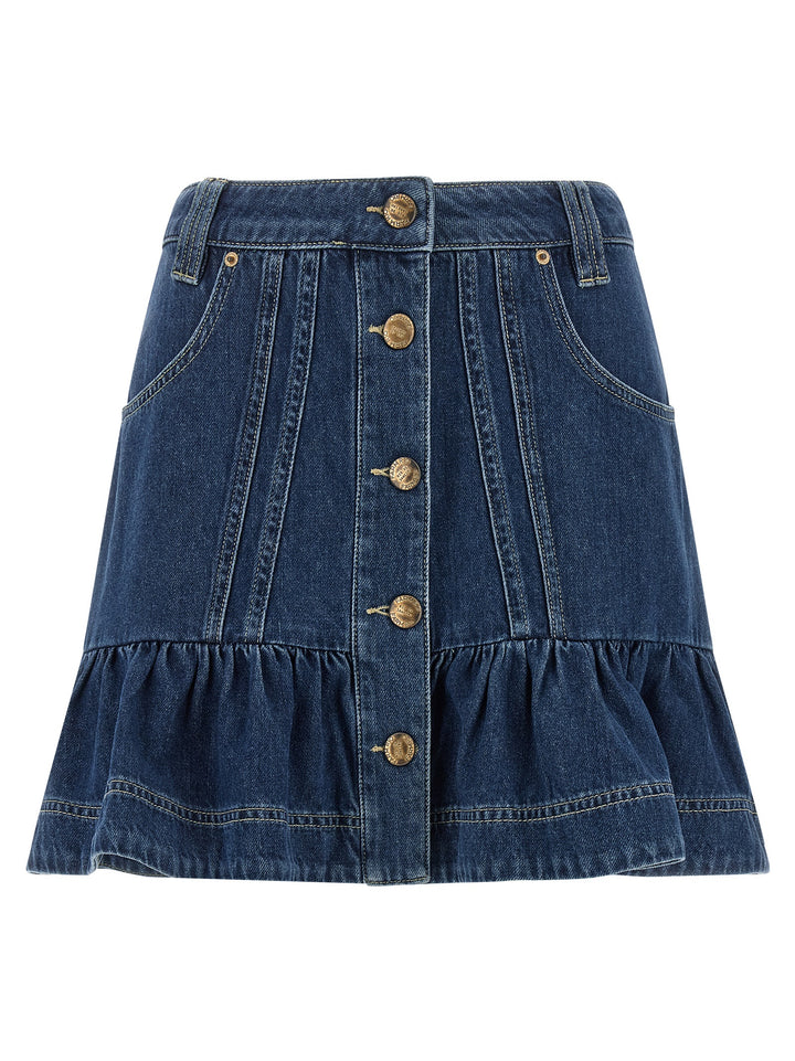 Farm Rio Denim Skirt With Flounces Gonne - Blu | 1c06cb4c0e5f7999d800585b56b1f1796f303f0f