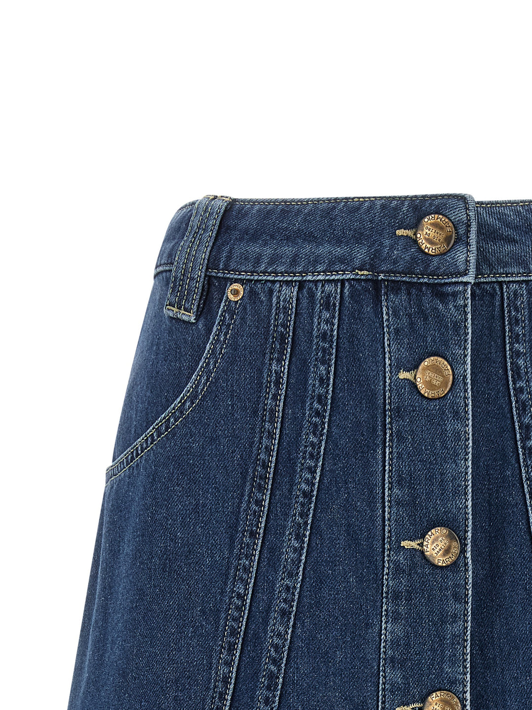 Farm Rio Denim Skirt With Flounces Gonne - Blu | ba8503090f19184fad5c42e15dbe3e8a4fa19e14