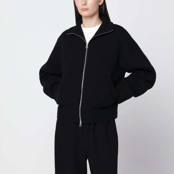 Black Xtra Cute Zip-Up Cardigan In Cashmere