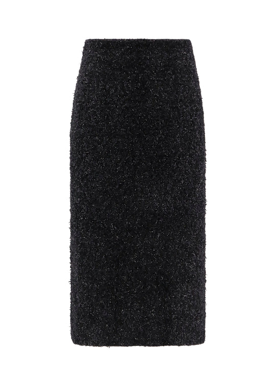 Cotton Tweed Knitted Midi Skirt