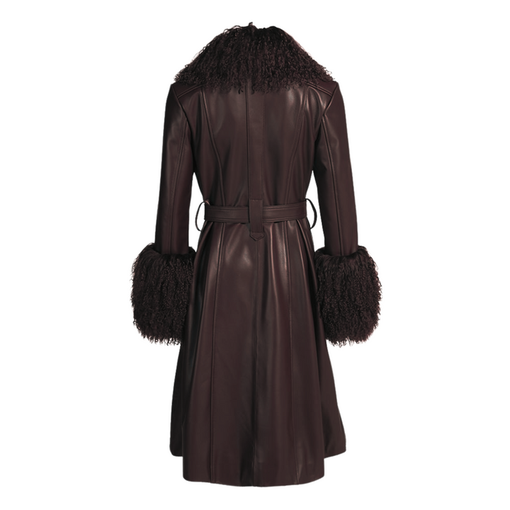 Cappotto Sac Marrone in Pelle e Mongolia