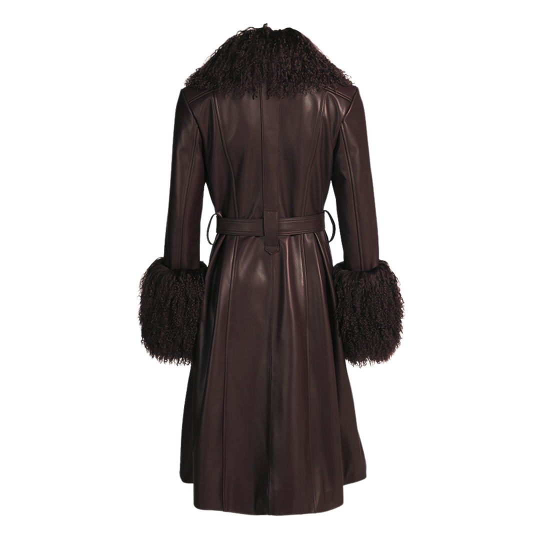 Cappotto Sac Marrone in Pelle e Mongolia