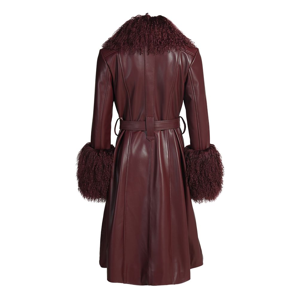 Cappotto Sac Borgogna in Pelle