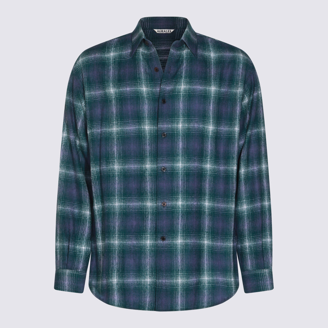 Auralee Shirts - FOREST GREEN X NAVY | 7e58687db858999e7d4345dc20d21e90bb3bbfc0