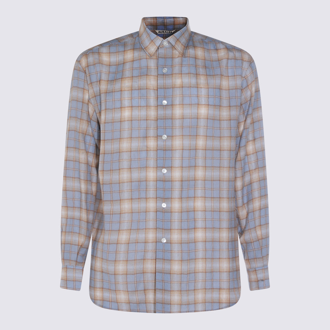 Auralee Shirts - LIGHT BLUE X BEIGE | 9cefa73020a8708c6a3f6f1c8c9a7310e33d468d