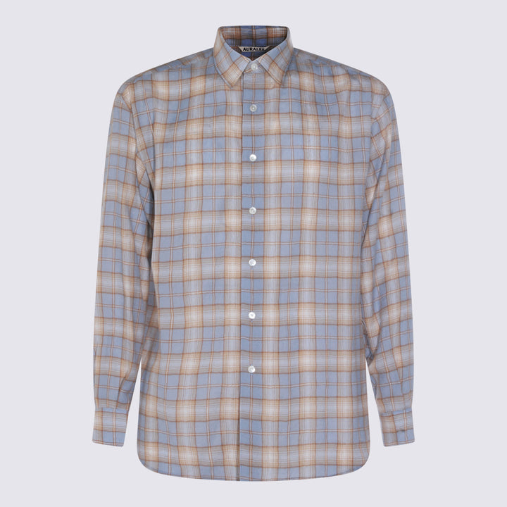 Auralee Shirts - LIGHT BLUE X BEIGE | 9cefa73020a8708c6a3f6f1c8c9a7310e33d468d