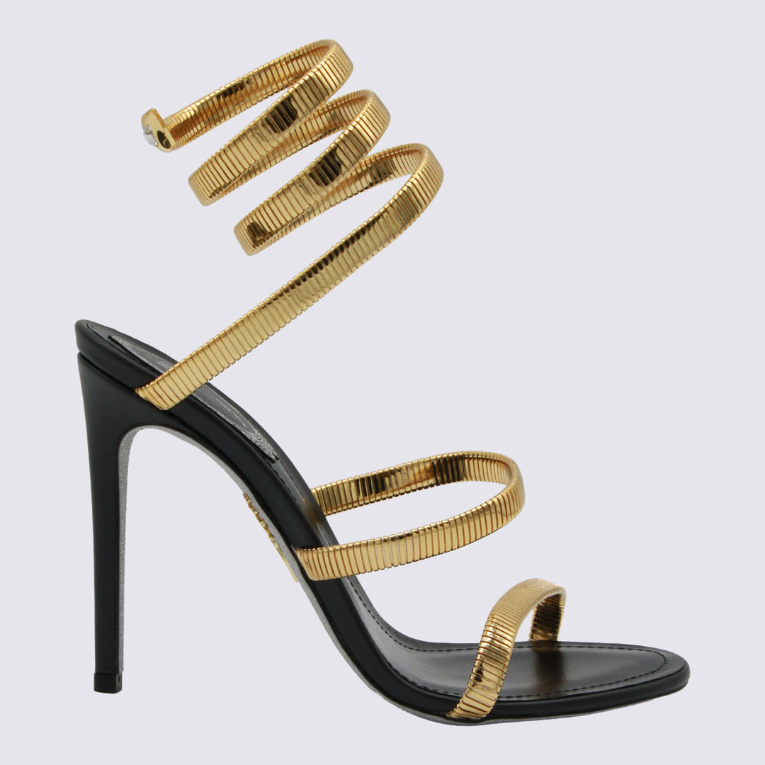 René Caovilla Sandals - Black/gold | 95a100b91de29294396ba8f79a2ad1333ceadc7c