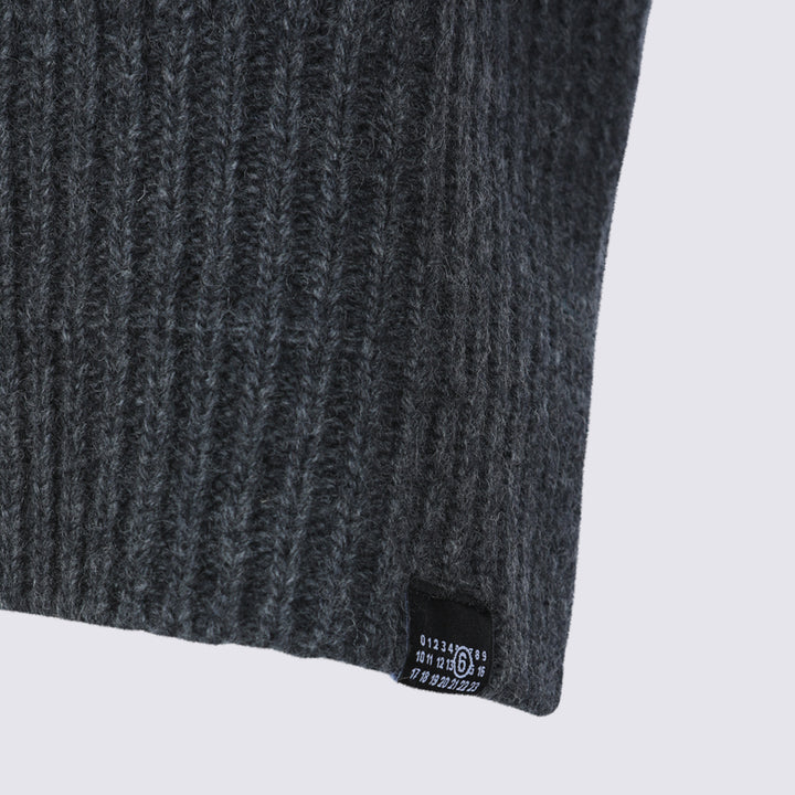 Mm6 Maison Margiela Scarfs - Dark Grey Melange | ccba1fd7767ca1999ff6f96bc834c35effdcc45b