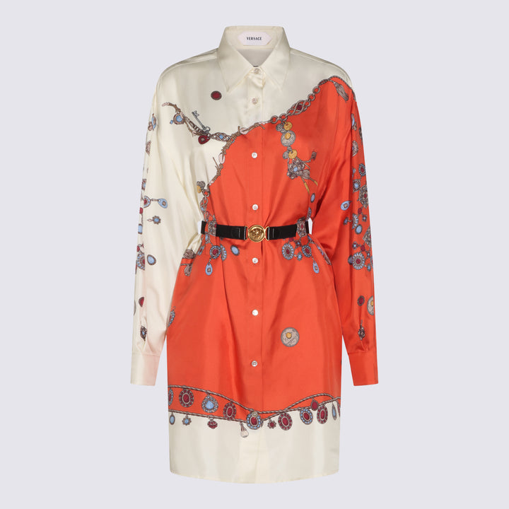 Versace Dresses - ORANGE/WHITE/GOLD | 6ed88554566ace9ea37f0ff6ba9a5bd32fa05c57