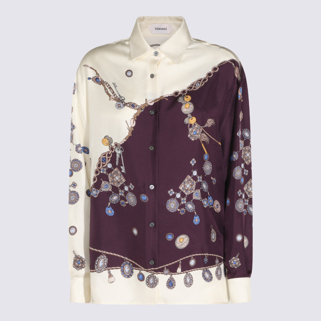Versace Shirts - BURGUNDY/WHITE/GOLD | 4e8ebfb2468ffe7221775fe71f2e2306b2ae9aaa