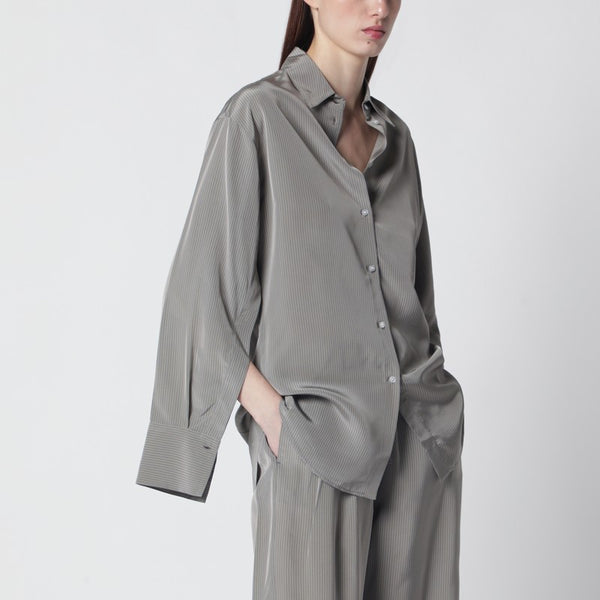 Light Grey Striped Oversized Shirt
