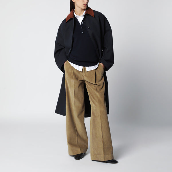 Navy Cotton And Wool-Blend Coat