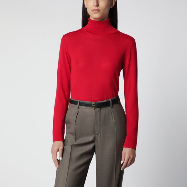 Red Fine-Knit Wool And Cashmere Turtleneck