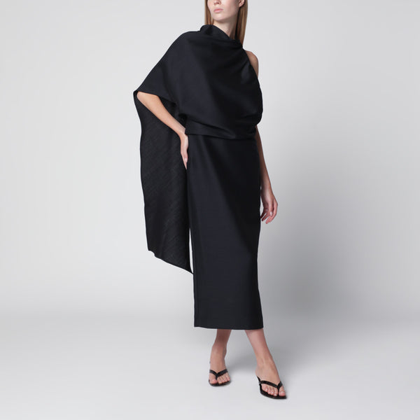 Midnight Blue One-Shoulder Midi Dress