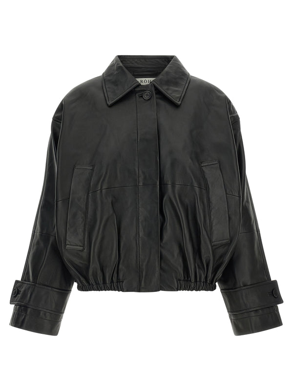 Blouson Leather Jacket Puffer Jackets Nero