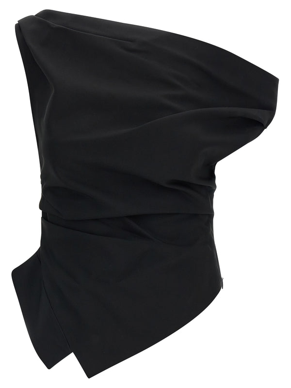 Asymmetrical Top With Draping Top Nero