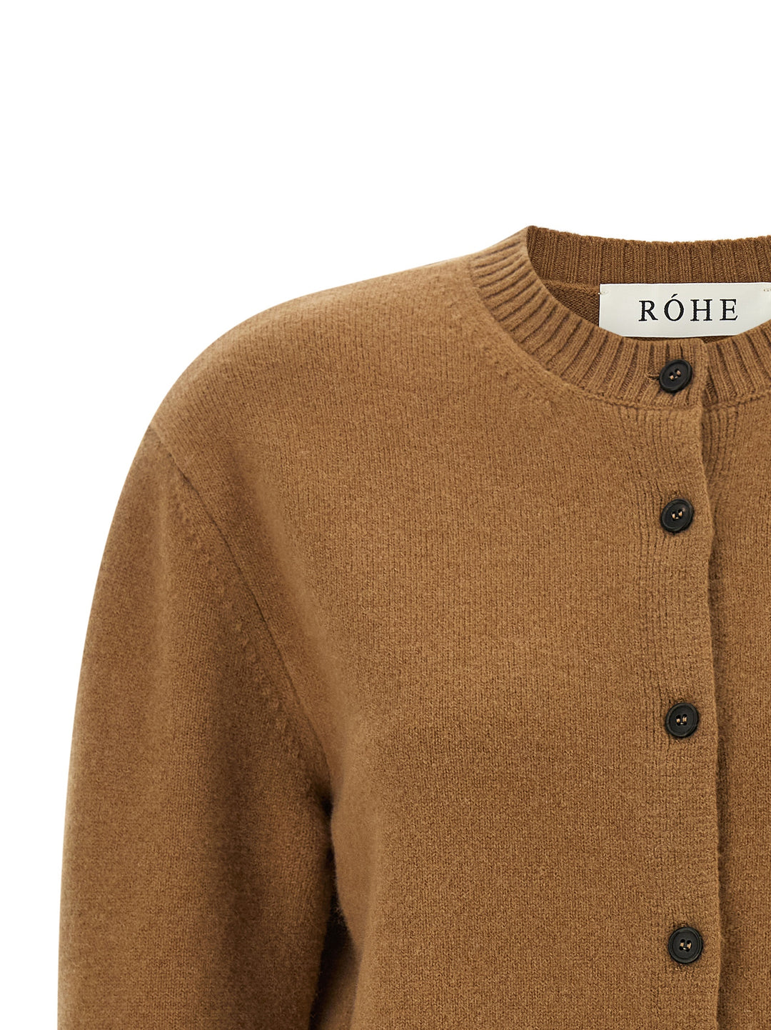 Rohe Cashmere Mixed Crew Neck Cardigan Maglioni - Marrone | 093f9e9bc772947f9afe930e36a32b51f31fc4a6