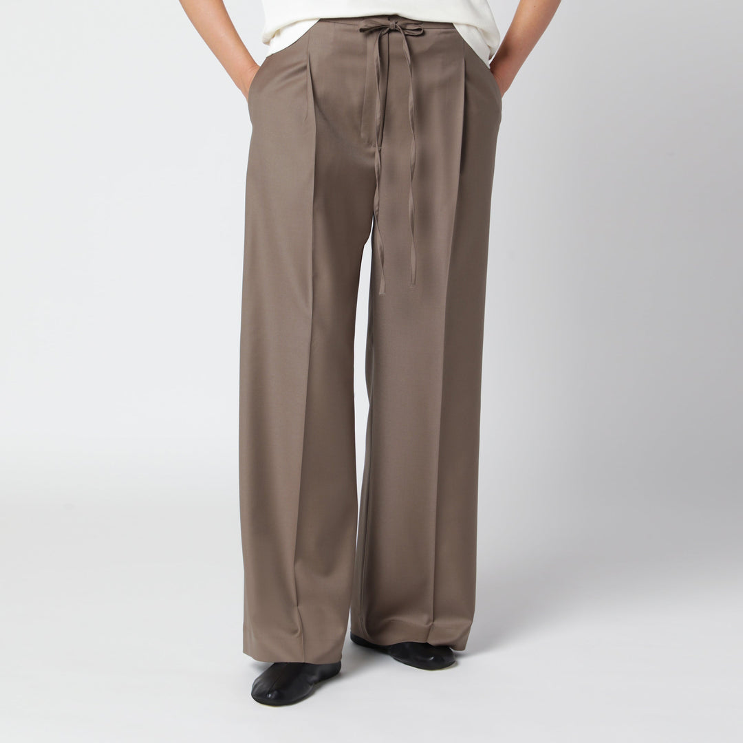 RóHe Pantalon Large en Laine Vierge Marron
