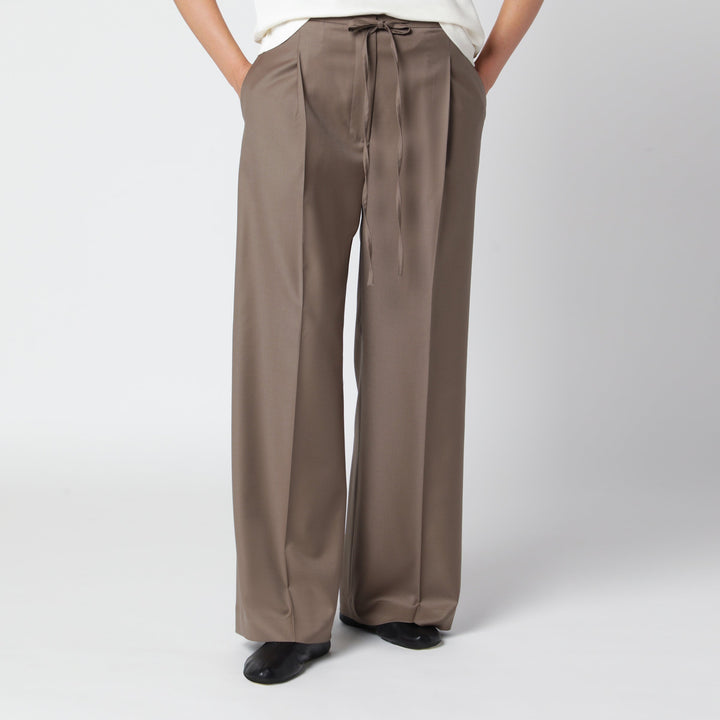 RóHe Pantalon Large en Laine Vierge Marron