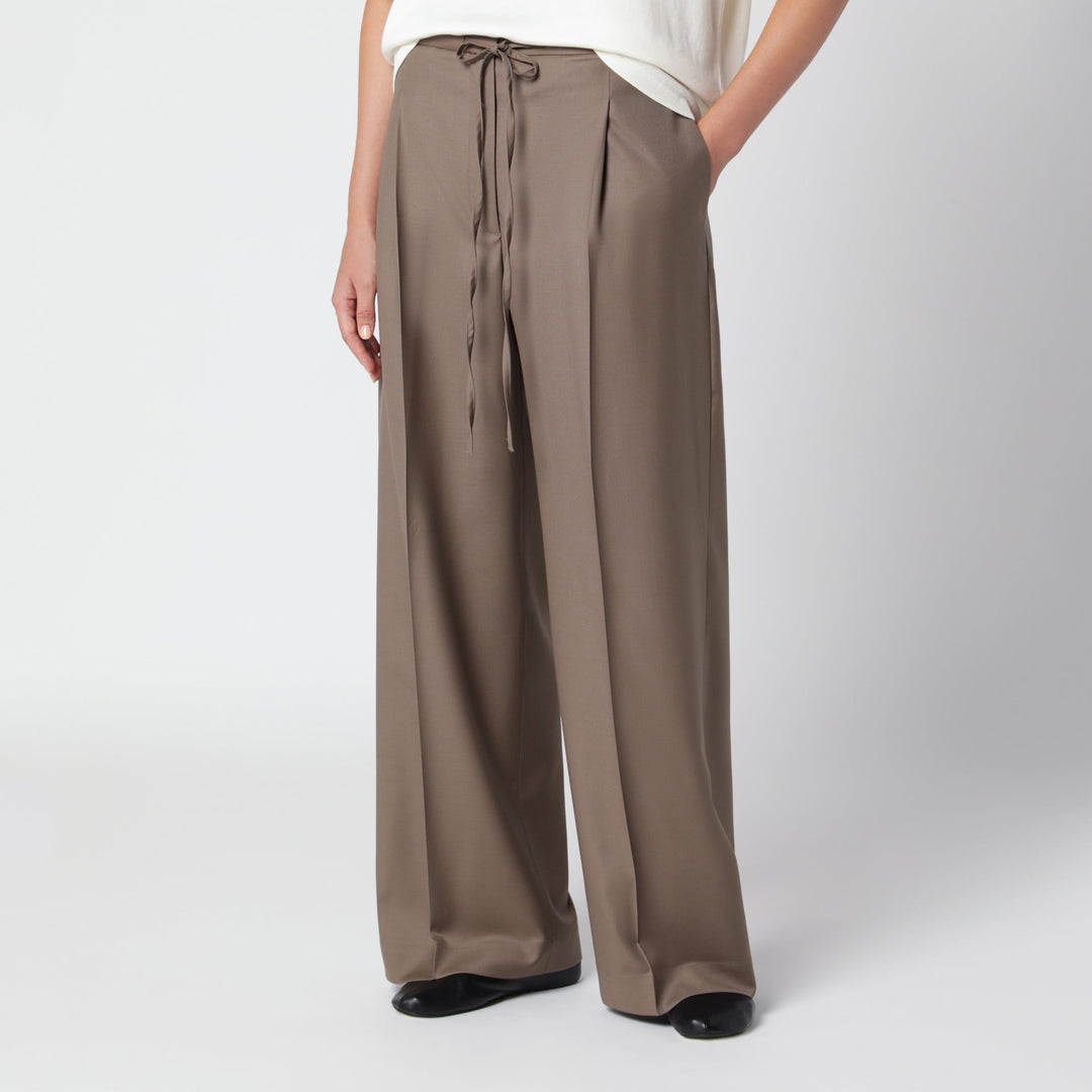 RóHe Pantalon Large en Laine Vierge Marron