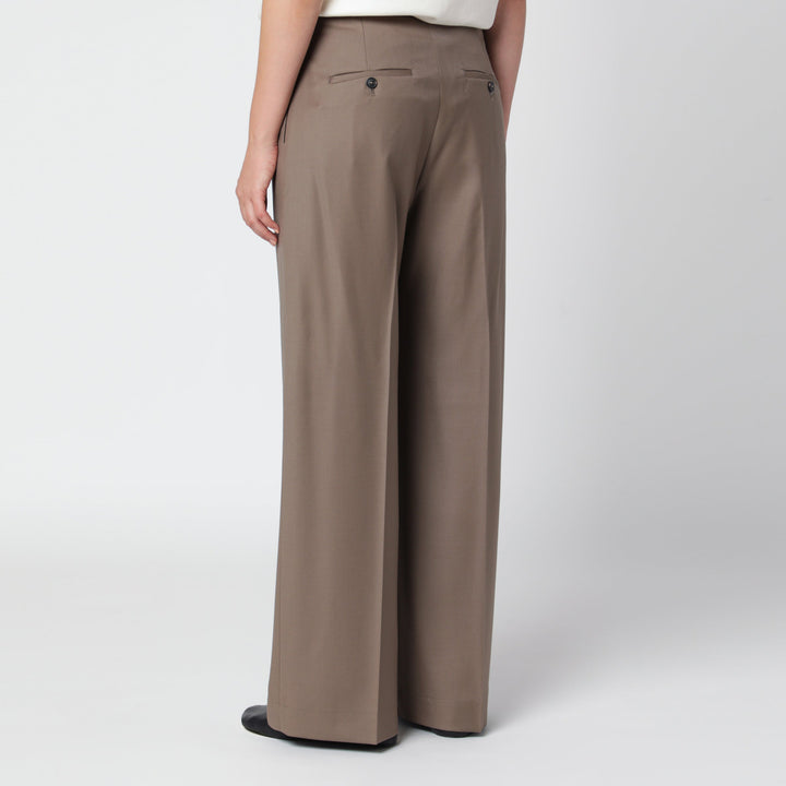 RóHe Pantalon Large en Laine Vierge Marron
