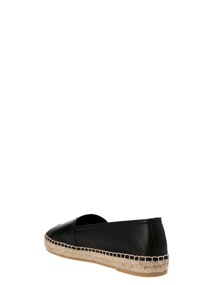 Saint Laurent Logo Leather Espadrilles Flat shoes - Nero | bd11bf6c77a5d68333753ca11d8bcd9323f03a4b
