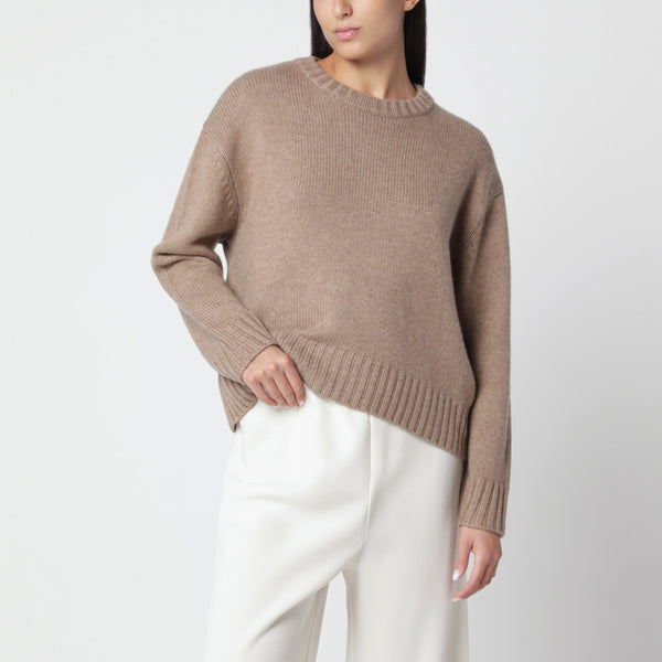 Beige Cru Rundhals-Pullover aus Kaschmirmix